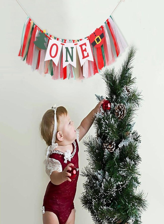 HIKLO Christmas 1st Birthday High Chair Banner - My First Christmas Highchair Banner, Best Christmas Tree One Birthday Party Supplies, Santa Party Decorations for Baby, Holiday Cake Smash Photo Props - Image 4
